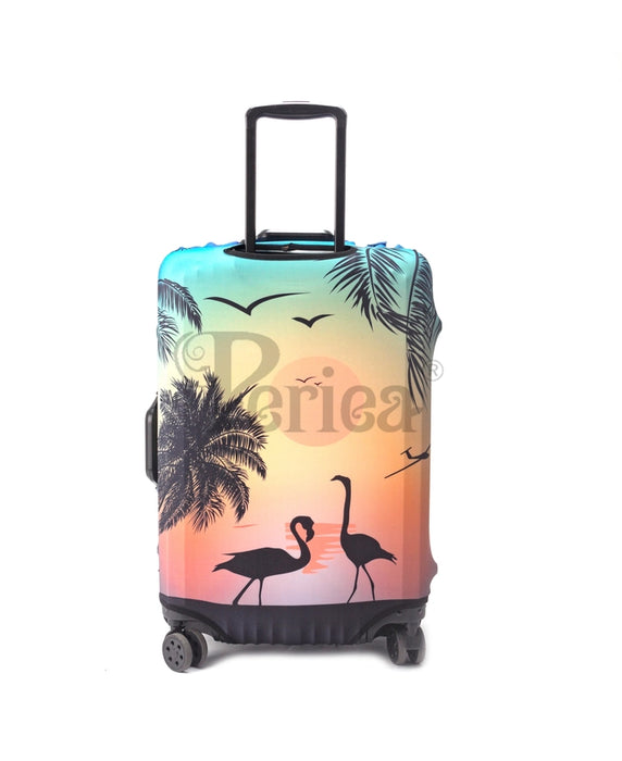 Luggage Cover -  Sunset Flamingos