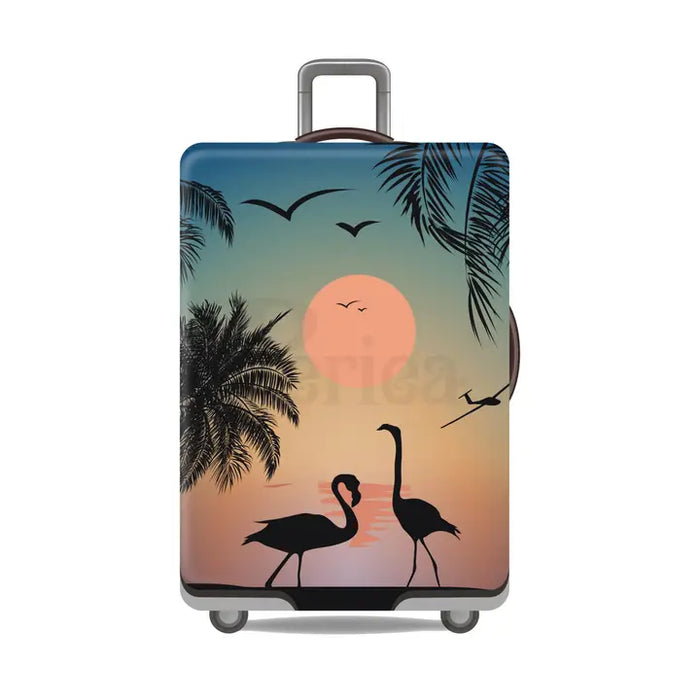 Luggage Cover -  Sunset Flamingos
