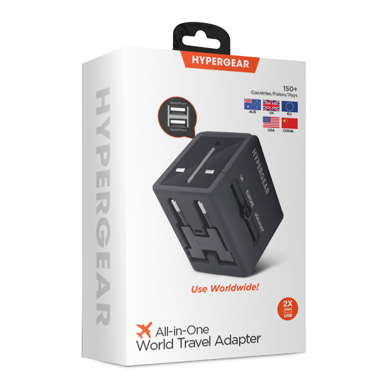 HyperGear All-in-one World Travel Adapter Black