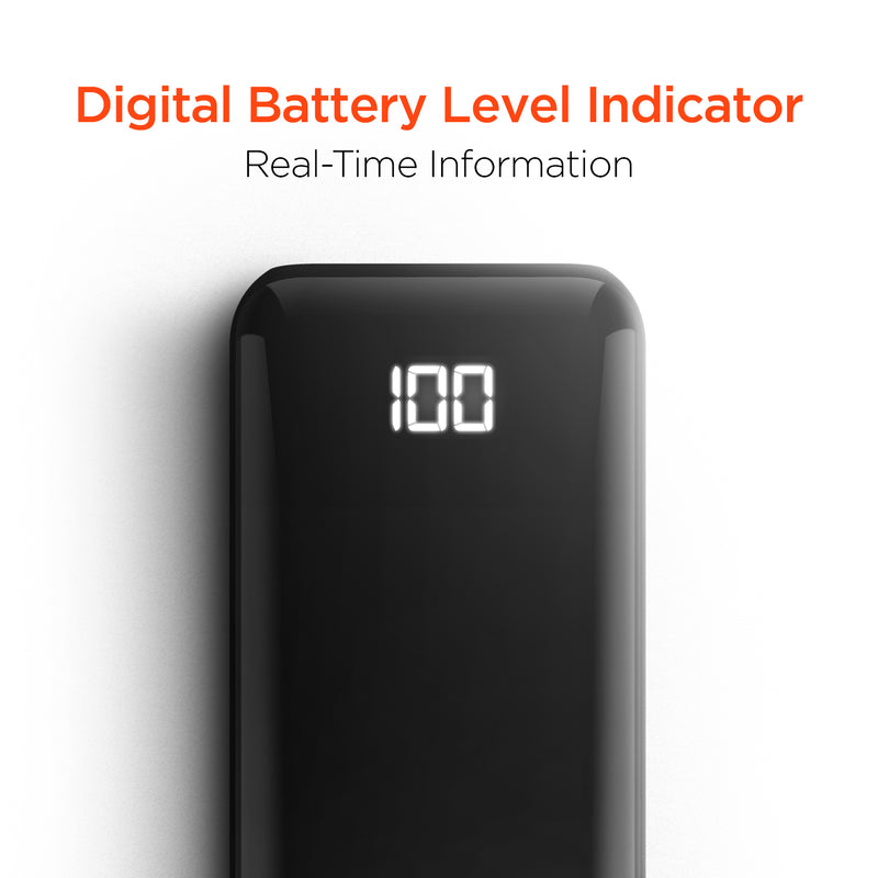 HyperGear 10000mAh Dual USB + USB-C Power Bank with Digital Battery Indicator