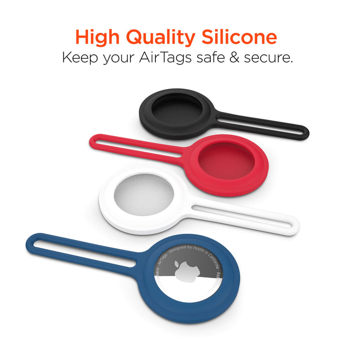 AirCover Silicone Loop for AirTag 4 Pack Multi-Color - Perfect for Travelers!