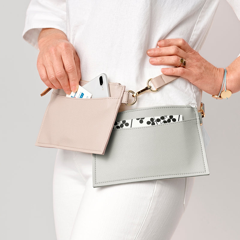 Vegan Leather Belt/CrossBody Bag - Blush