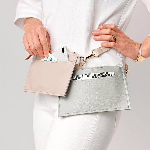 Woman wearing vegan Leather Belt/Crossbody Bag