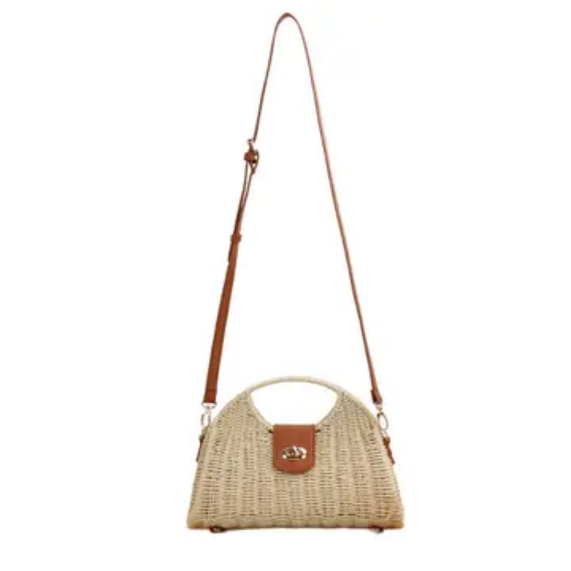 Stella Woven Straw Top Handle Crossbody Bag