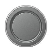 Front view of the Gunmetal PopSockets Low-Pro grip with the circular top and outer ring folded flat.