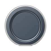 Front view of the navy PopSockets Low-Pro MagSafe grip collapsed flat with a silver outer rim.