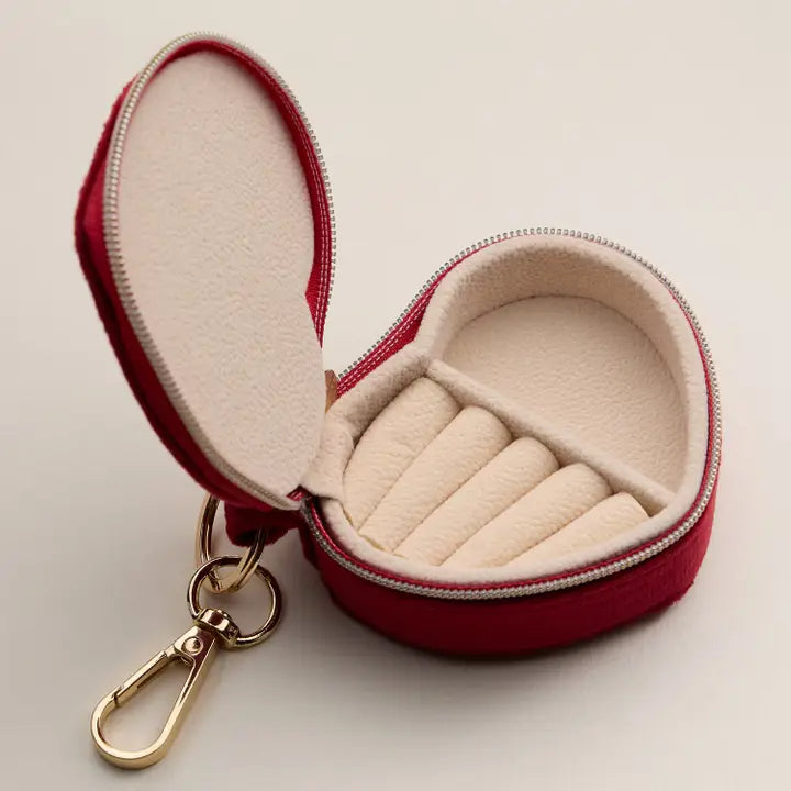 Heart-Shaped Jewelry Travel Case with Keychain –"Be Kind" Design