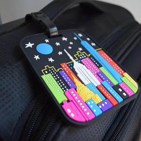 New York City Night Skyline Luggage Tag | 3-D NYC Souvenir Bag Tag