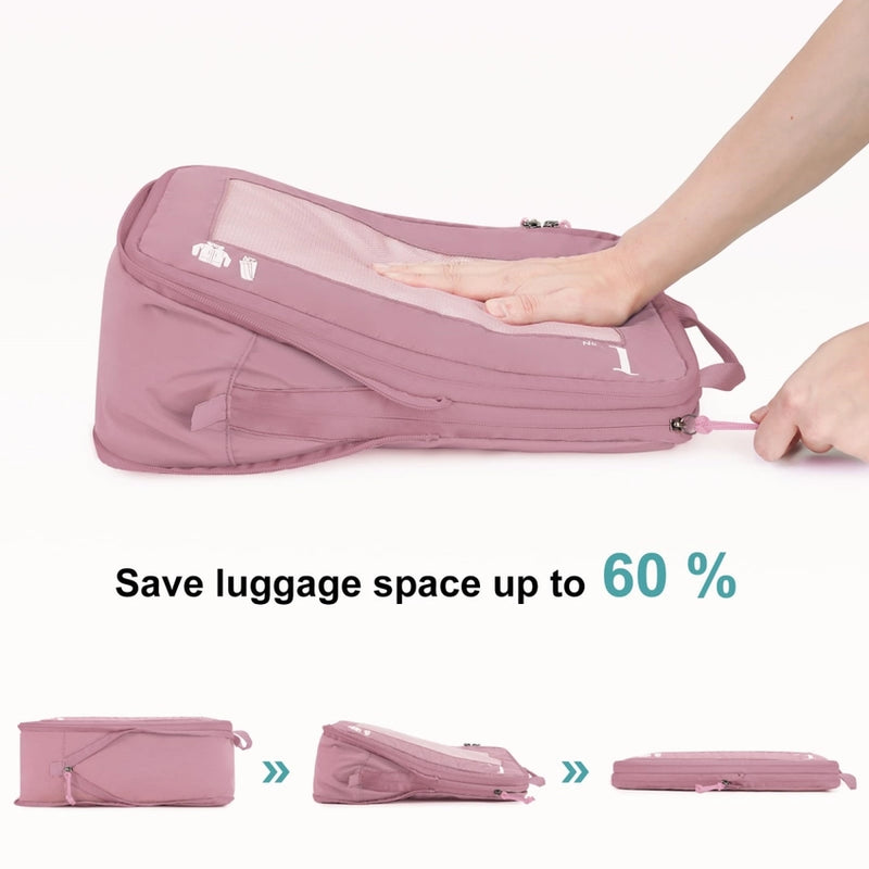 5-Set Compression Packing Cubes — Travel Organizer Bags for Suitcases