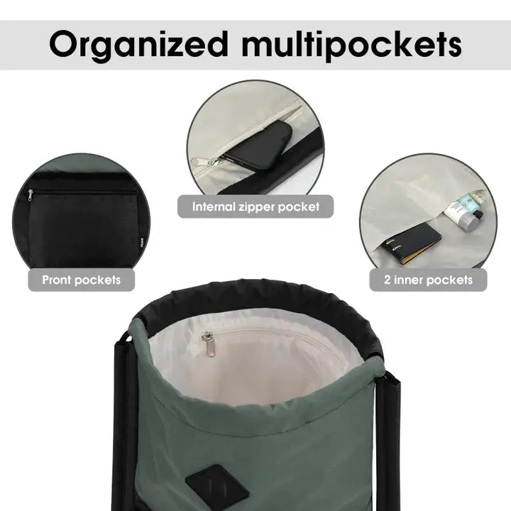 Water-Resistant Drawstring Backpack with Padded Shoulder Straps