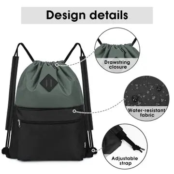 Water-Resistant Drawstring Backpack with Padded Shoulder Straps
