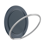 Navy PopSockets Low-Pro grip with the silver ring kickstand folded outward.
