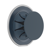Navy PopSockets Low-Pro MagSafe phone grip expanded, showing the flexible grip and silver rim.