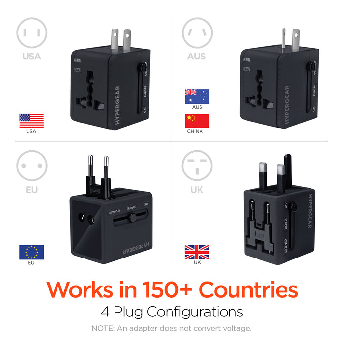 HyperGear All-in-one World Travel Adapter Black