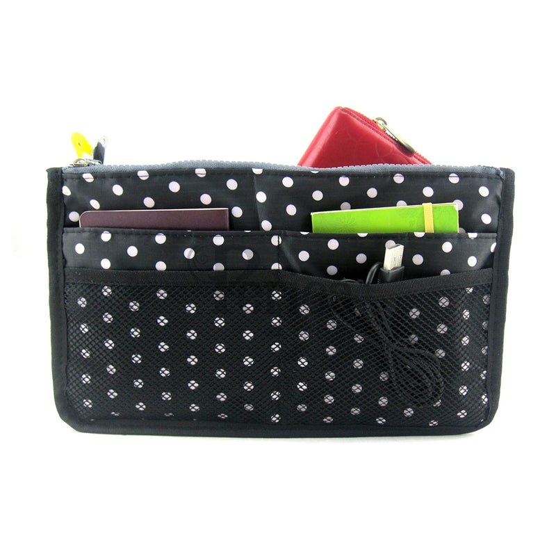 Handbag Organizer - Chelsy Black/White Polka Dots -Medium/Large