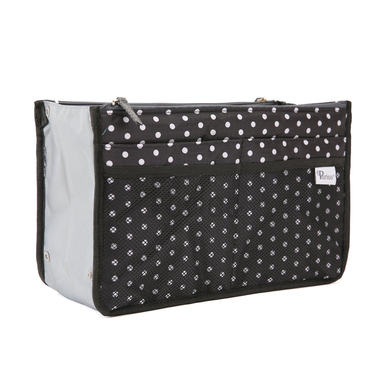 Handbag Organizer - Chelsy Black/White Polka Dots -Medium/Large