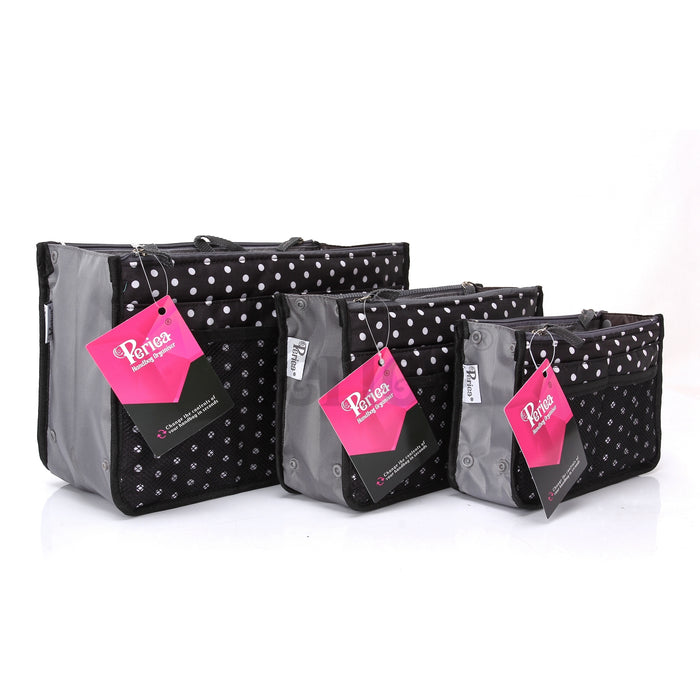 Handbag Organizer - Chelsy Black/White Polka Dots -Medium/Large